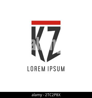 KZ Initial Esport Logo mit einfacher Vektorgrafik im Shield Design Stock Vektor