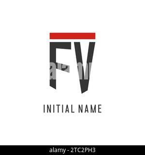 FV-Initial-Esport-Logo mit einfacher Vektorgrafik im Shield-Design Stock Vektor