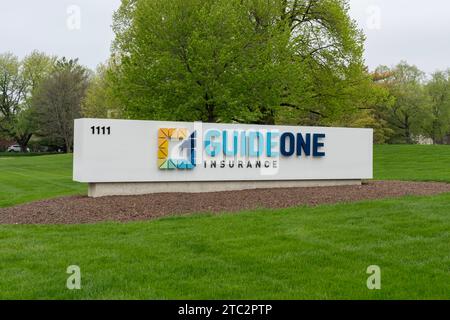 GuideOne Insurance Ground Schild vor dem Hauptquartier in West des Moines, Iowa, USA Stockfoto