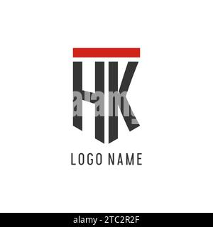 HK Initial Esport Logo mit einfacher Vektorgrafik im Schilddesign Stock Vektor