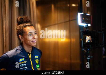 Göteborg, Schweden. Dezember 2023. Jamina Roberts aus Schweden bei einer Presseveranstaltung mit Schweden während der IHF Frauen-Weltmeisterschaft am 10. Dezember 2023. Quelle: PS Photo / Alamy Live News Stockfoto