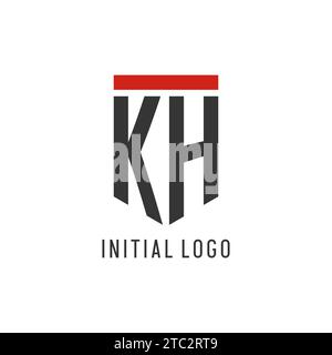 KH Initial Esport Logo mit einfacher Vektorgrafik im Schilddesign Stock Vektor