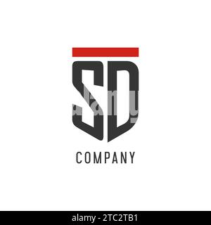 SD-Initial-Esport-Logo mit einfacher Vektorgrafik im Shield-Design Stock Vektor