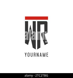 WR Initial Esport-Logo mit einfacher Vektorgrafik im Shield-Design Stock Vektor