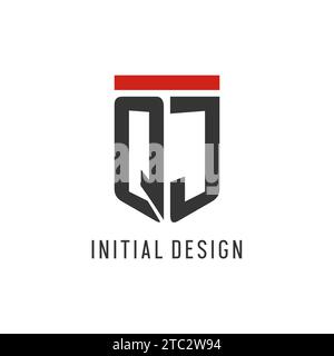 QJ Initial Esport-Logo mit einfacher Vektorgrafik im Shield-Design Stock Vektor
