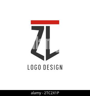 ZL anfängliches Esport-Logo mit einfacher Vektorgrafik im Shield-Design Stock Vektor
