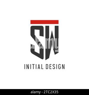 SW Initial Esport-Logo mit einfacher Vektorgrafik im Shield-Design Stock Vektor