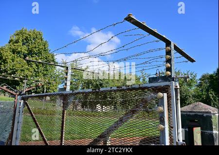 Das Dorf Mödlareuth (Klein-Berlin) in Deutschland, jahrzehntelang durch den Eisernen Vorhang getrennt. Mödlareuth ist ein Dorf mit 40 Einwohnern Stockfoto
