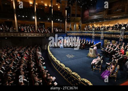 Stockholm, Schweden. Dezember 2022. Allgemeine Ansicht während der jährlichen Nobelpreisverleihung in der Konzerthalle in Stockholm, Schweden, am 10. Dezember 2023. Foto: David Niviere/ABACAPRESS.COM Credit: Abaca Press/Alamy Live News Stockfoto