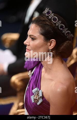 Stockholm, Schweden. Dezember 2022. Kronprinzessin Victoria während der jährlichen Nobelpreisverleihung in der Konzerthalle in Stockholm, Schweden, am 10. Dezember 2023. Foto: David Niviere/ABACAPRESS.COM Credit: Abaca Press/Alamy Live News Stockfoto