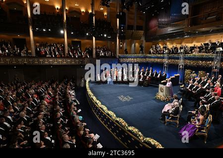 Stockholm, Schweden. Dezember 2022. Allgemeine Ansicht während der jährlichen Nobelpreisverleihung in der Konzerthalle in Stockholm, Schweden, am 10. Dezember 2023. Foto: David Niviere/ABACAPRESS.COM Credit: Abaca Press/Alamy Live News Stockfoto