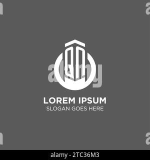 Erstes QN-Kreislogo mit runder Linie, abstraktes Firmenlogo Design Ideen Vektorgrafik Stock Vektor