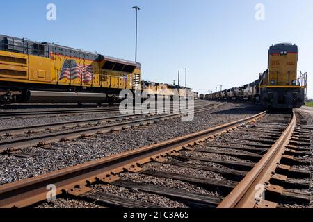 Bailey Yard von Union Pacific vom Golden Spike Tower in North Platte, NE, USA Stockfoto