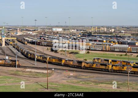 Bailey Yard von Union Pacific vom Golden Spike Tower in North Platte, NE, USA Stockfoto