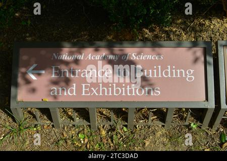 Eintrittsschild zur National Academy of Sciences in Washington DC Stockfoto