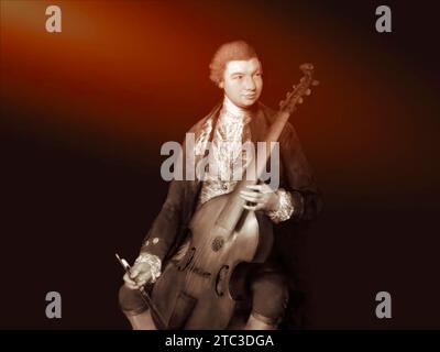 Carl Friedrich Abel, 1723–1787, deutscher Komponist, digital bearbeitet nach einem Gemälde von Thomas Gainsborough Stockfoto