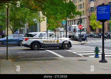Secret Service Police Fahrzeug an der Kreuzung von G und 12th St NW in Washington DC Stockfoto