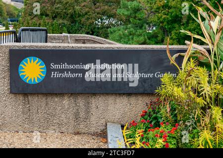 Smithsonian Institution Hirshhorn Museum und Sculpture Garden Schild in Washington DC Stockfoto