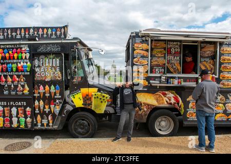 Den Traum leben - Immigranten besaßen Food Trucks in Washington DC Stockfoto