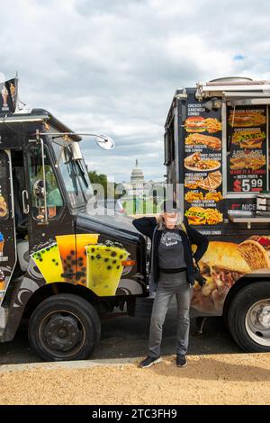 Den Traum leben - Immigranten besaßen Food Trucks in Washington DC Stockfoto