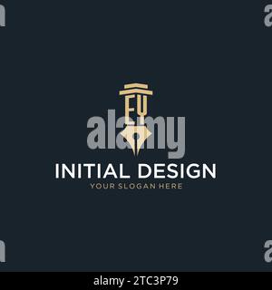 Initiallogo mit EY-Monogramm, Füllfederhalter und Design-Ideen im Säulenstil Stock Vektor