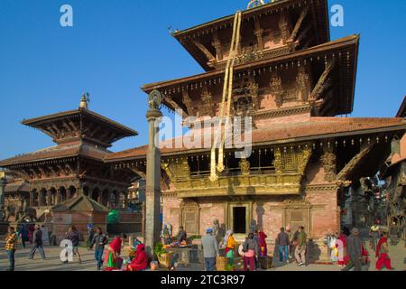 Nepal, Patan, Durbar Square, Bishwanath-Tempel, Bhimsen-Tempel, Stockfoto