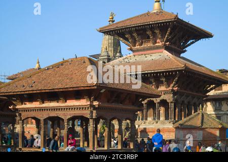 Nepal, Patan, Durbar Square, Mani Mandapa Pavillon, Bishwanath Tempel, Stockfoto