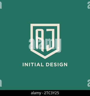 AJ Initial Logo Monogramm Schild geometrische Form Design Vektorgrafik Stock Vektor