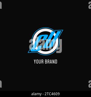 Anfängliche CU-Logo-Kreislinie, kreative Esport-Team-Logo-Monogramm-Vektorgrafik Stock Vektor