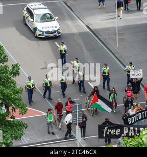 Der pro-palistinische protestmarsch auf der Queen Street in Auckland, NZL, 25. November 2023 Stockfoto