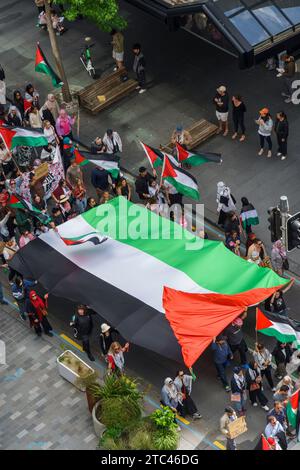 Der pro-palistinische protestmarsch auf der Queen Street in Auckland, NZL, 25. November 2023 Stockfoto