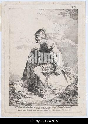 Seated Soldier Holding a Shield 2018 von Philippe Jacques de Loutherbourg Stockfoto