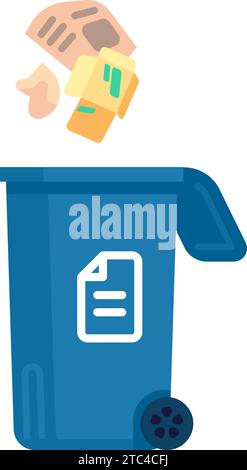 Garbage Service. Müllsortierung. Recycling von Abfällen. Mülltonne für Papierverschmutzung. Entsorgung von Pappe. Recycelbarer Karton. Umweltschutz Stock Vektor
