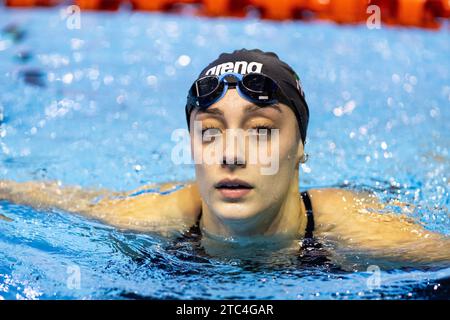 Nocentini Jasmine aus Italien nach dem dritten Platz beim 50-m-Breastroke-Finale der Frauen bei der LEN Kurzkurs-Europameisterschaft 2023 am 10. Dezember 2023 in Otopeni, Rumänien - Foto Mihnea Tatu/Lightspeed Images/DPPI Credit: DPPI Media/Alamy Live News Stockfoto