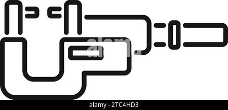 Digitales Mikrometer Bearbeitungssymbol Umrissvektor. Präzise Skalierung. Stahlwerkzeug bearbeiten Stock Vektor