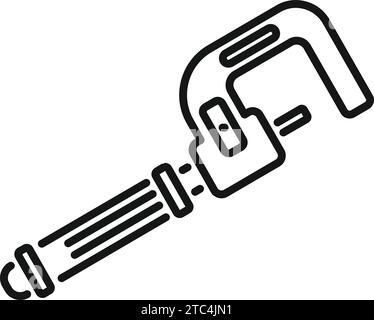 Symbol für digitale Mikrometer-Anzeige, Umrissvektor. Objekt mit Nonius-Skala. Stahlarbeiten Stock Vektor