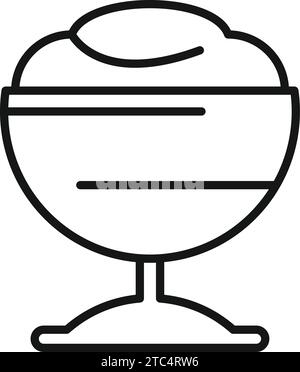 Bubble Gum Eis Symbol Kontur Vektor. Eisdessert. Waffelkeks Stock Vektor