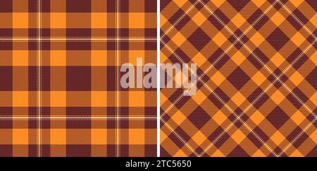 Nahtlose Vektor-Textur von Stoff-Schottenkaro mit einem Hintergrund-Textil-Karomuster. Set in halloween-Farben. Modische Gingham-Muster für Kleidung Stock Vektor