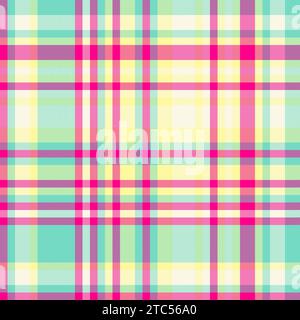 Farbenfrohe Vektor-Textur Tartan, Collage nahtloser Textil-Hintergrund. Karomuster aus Rahmengewebe in Blau und Gelb. Stock Vektor