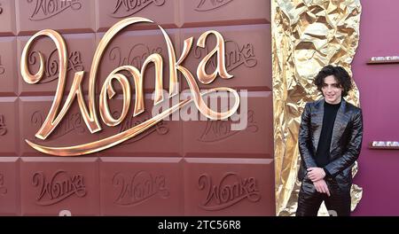 Westwood, USA. Dezember 2023. Timothee Chalamet kam am 10. Dezember 2023 zur Hauspremiere „Wonka“ im Regency Village Theatre in Westwood, Kalifornien. © Lisa OConnor/AFF-USA.com Credit: AFF/Alamy Live News Stockfoto