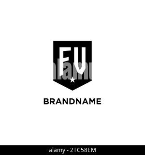 FV-Monogramm-Initiallogo mit geometrischem Schild und Design-Ideen für Sternensykone Stock Vektor