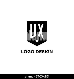 UX-Monogramm-Anfangslogo mit geometrischem Schild und Design-Ideen für Sternenkennzeichen Stock Vektor