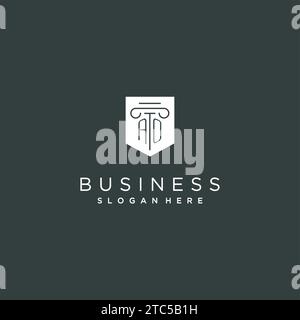 AO-Monogramm mit Säulen- und Schild-Logo, luxuriöses und elegantes Logo für Vektorgrafik von Anwaltskanzleien Stock Vektor