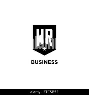 Initiallogo mit WR-Monogramm und geometrischem Schild und Design-Ideen für Sternenkennzeichen Stock Vektor