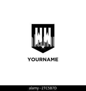WW-Monogramm-Initiallogo mit geometrischem Schild und Design-Ideen für Sternensykone Stock Vektor
