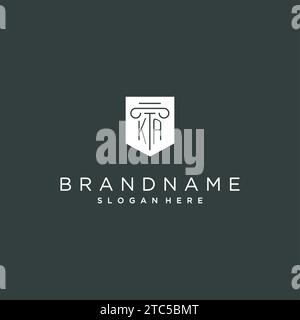 KA-Monogramm mit Säulen- und Schild-Logo, luxuriöses und elegantes Logo für Vektorgrafik von Anwaltskanzleien Stock Vektor