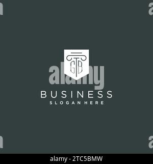 GB-Monogramm mit Säulen- und Schild-Logo, luxuriöses und elegantes Logo für Vektorgrafik von Anwaltskanzleien Stock Vektor