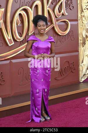 LOS ANGELES, USA. 10. Dezember 2023: Calah Lane bei der Premiere für Wonka im Regency Village Theatre. Bild: Paul Smith/Featureflash Stockfoto