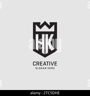 Anfängliche HK-Logo-Schildform, kreative Esport-Logo-Vektorgrafik Stock Vektor