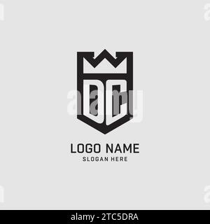 Ursprüngliche DC-Logo-Schildform, kreative Esport-Logo-Vektorgrafik Stock Vektor